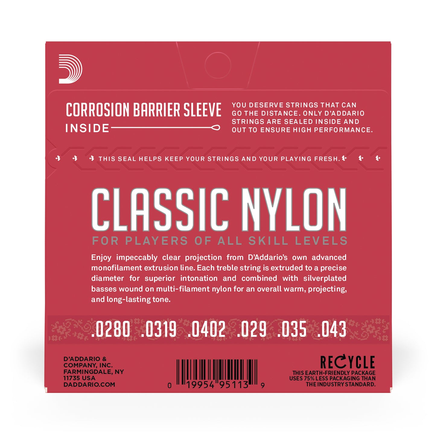 D'Addario Student Classical Nylon Strings (Normal Tension) 3 Pack