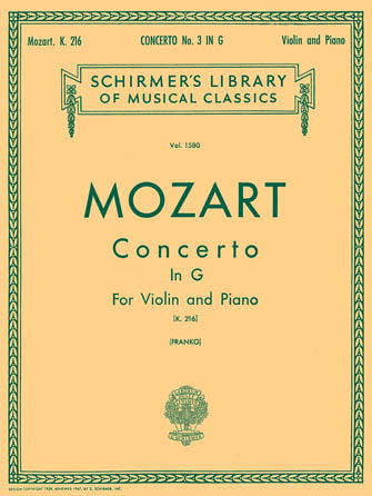Mozart Concerto No. 3 in G, K.216 for Violin and Piano
