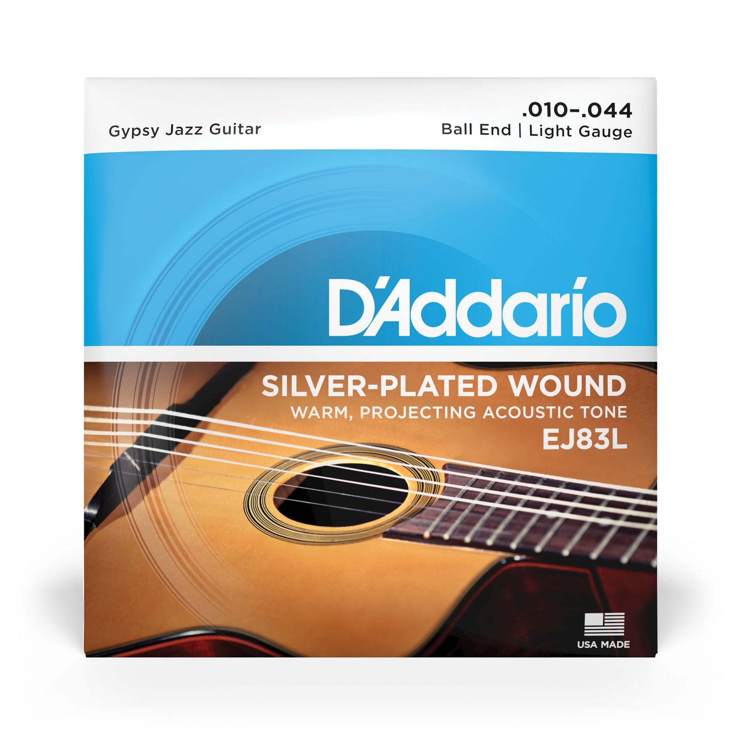 D'Addario EJ83L Gypsy Jazz Acoustic Guitar Strings, Ball End, Light, 10-44 EJ83L