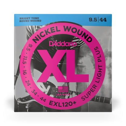D'Addario EXL120+ Nickel Wound Electric Guitar Strings, Super Light Plus, 9.5-44