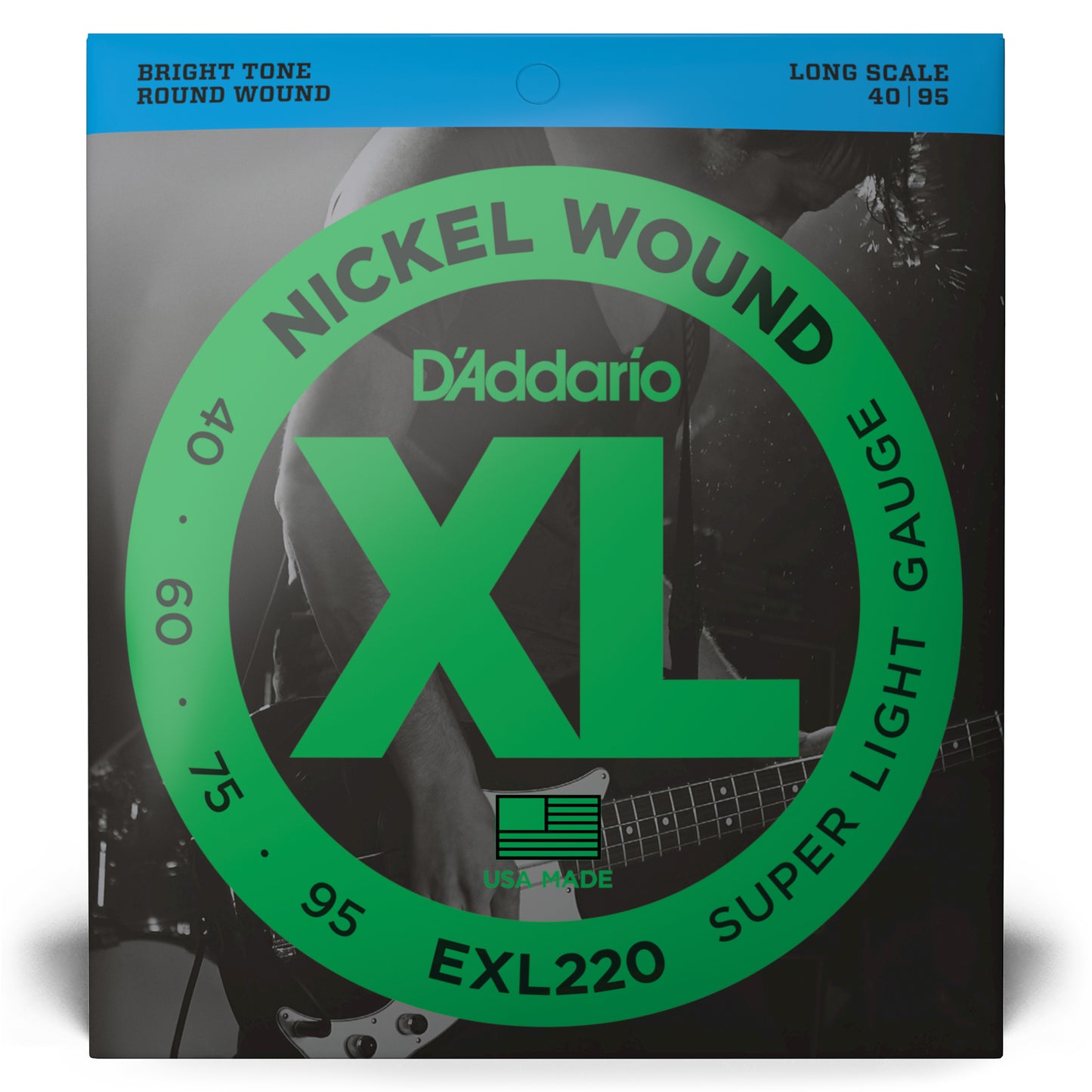 D'Addario EXL220 Nickel Wound Bass Guitar Strings, Super Light, 40-95, Long Scale EXL220