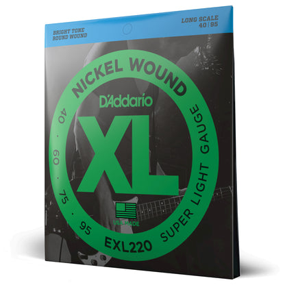 D'Addario EXL220 Nickel Wound Bass Guitar Strings, Super Light, 40-95, Long Scale EXL220