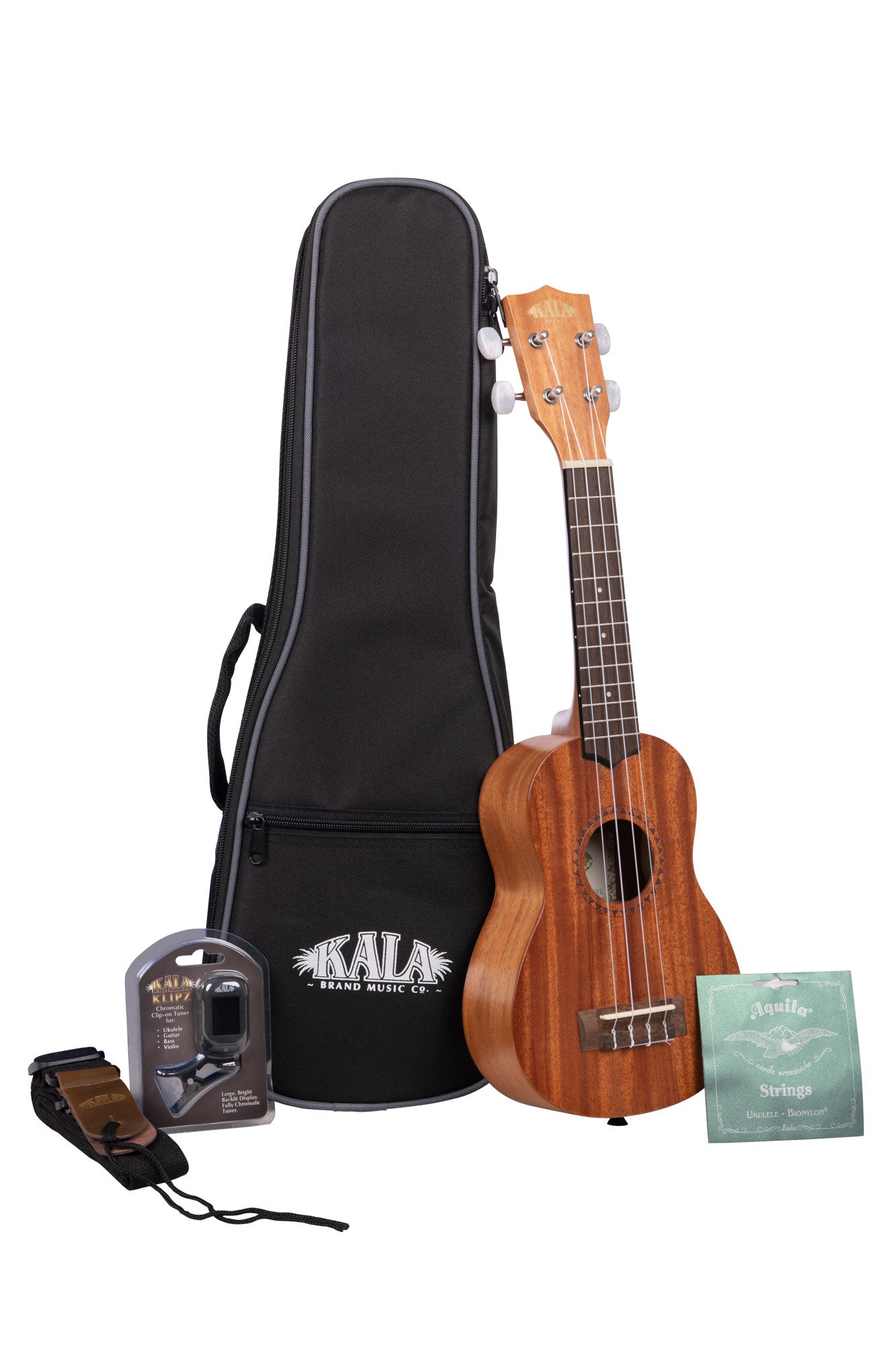 Kala KA-15 Satin Mahogany Soprano Ukulele Bundle