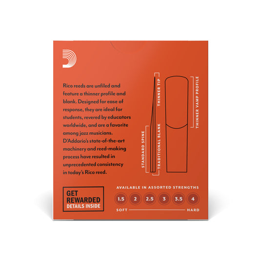 D'Addario RJA1020 Rico Alto Sax Reeds, Strength 2, 10-pack