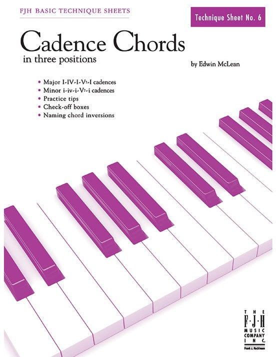 Cadence Chords in three positions for piano